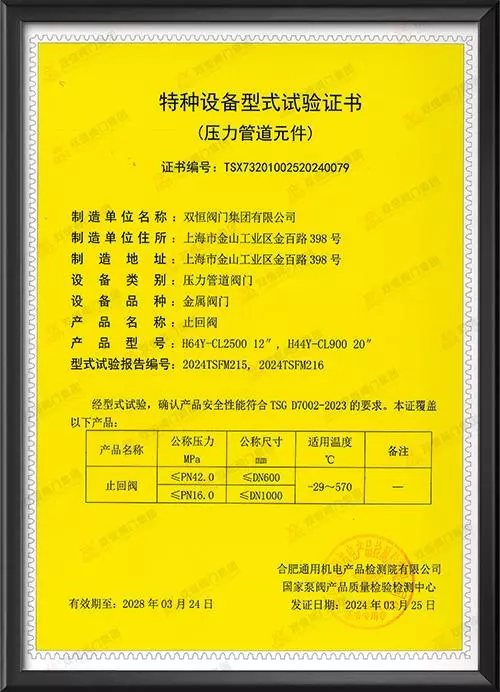 特种设备型式试验证书-止回阀